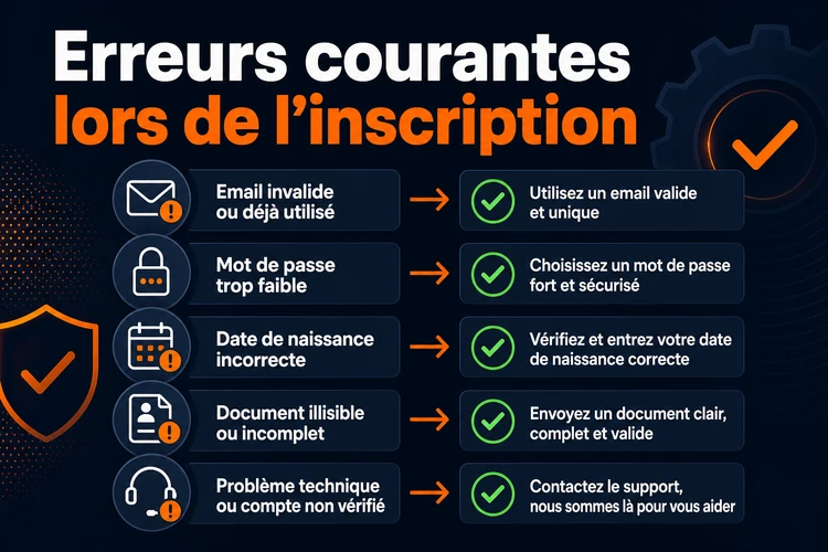 Erreurs courantes lors de l'inscription